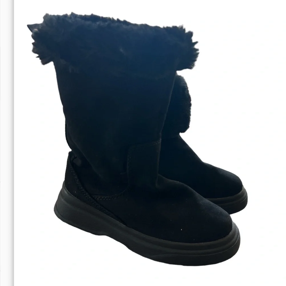 NEW Zara kids black faux fur warm boots size 13